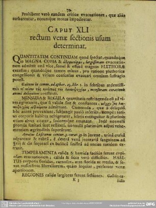 Caput XLI rectum venae sectionis usum determinat