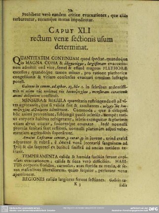 Caput XLI rectum venae sectionis usum determinat