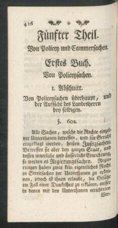 Erstes Buch. Von Policeysachen