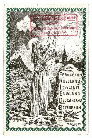 o.Nr.: Frankreich, Rußland ... (Christus auf dem Schlachtfeld) (verboten, Zensurvermerk 11.09.1915)