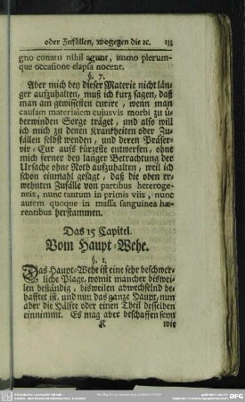 Das 15 Capitel. Vom Haupt-Wehe