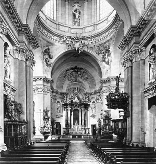 Fulda, Dom St.Salvator und Bonifatius, Langhaus nach Westen; Dientzenhofer, Johann