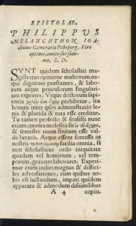 Philippus Melanchthon Ioachimo Camerario ... S. D.