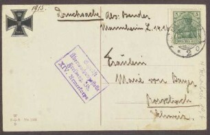 Postkarte an Marie von Bayer, Rorschach