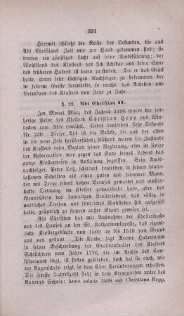 §. 22. Abt Christian II: