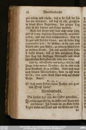 Abendandacht.