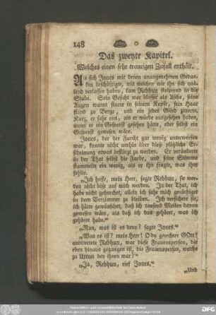 Das zweyte Kapitel. Welches einen sehr traurigen Zufall enthält.