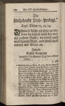 Die fünfzehende Leich-Predigt.