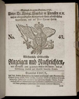 No. 43. Montags, den 25ten October, 1756.