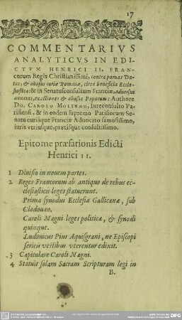 Commentarius Analyticus in Edictum Henrici II. Francorum Regis Christianissimi ...