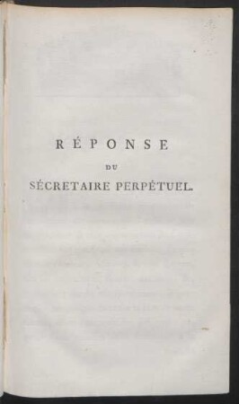 Réponse Du Sécretaire Perpétuel