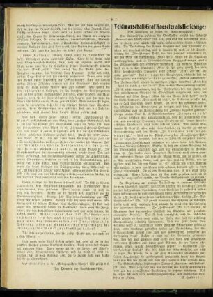 Feldmarschall Graf Haeseler als Berichtiger : (ein Nachklang zu seiner 80. Geburtstagsfeier)