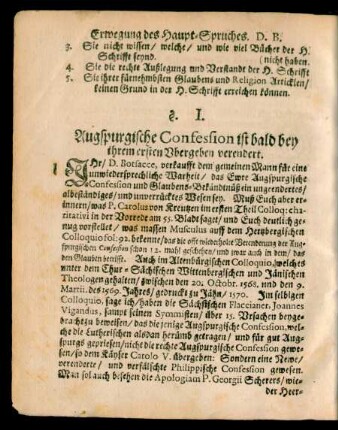 §. I. Augspurgische Confession ist bald bey ihrem ersten Ubergeben verendert.