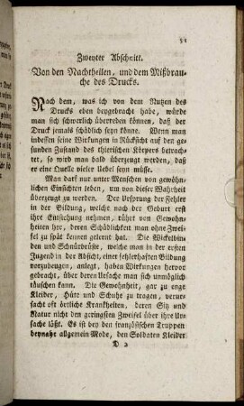 Von den Nachteilen, und dem Mißbrauch des Drucks.