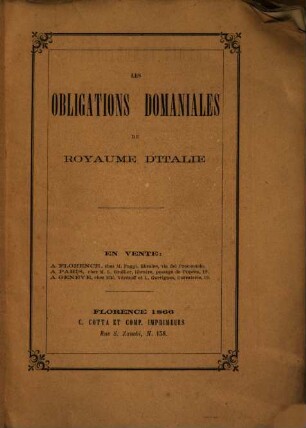 Les Obligations domaniales du royaume d'Italie