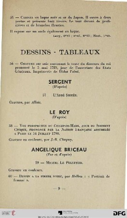 Dessins – Tableaux (Nr. 56-68)