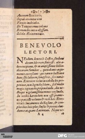 Benevolo Lectori.