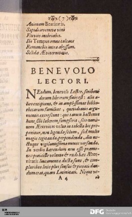 Benevolo Lectori.