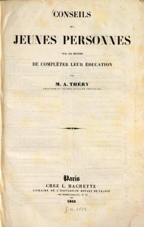 Conseils aux jeunes personnes sur les moyens de compléter leur éducation