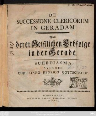 De Successione Clericorum In Geradam