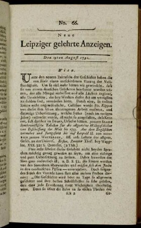 No. 66. Den 19ten August 1791.