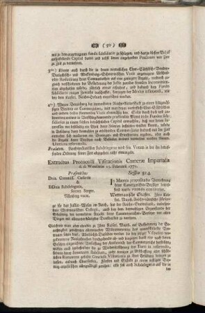 Extractus Protocolli Visitationis Cameræ Imperialis d. d. Wetzlariæ 25. Februarii 1771.