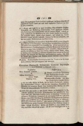 Extractus Protocolli Visitationis Cameræ Imperialis d. d. Wetzlariæ 25. Februarii 1771.