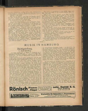 Richtigstellung. Von Karl Sattelberg.