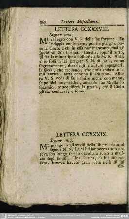 Lettera CCXXXVIII. Signor mio!