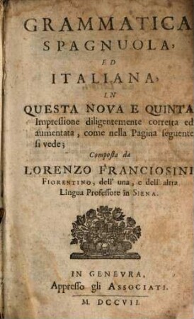 Grammatica spagnuola ed italiana