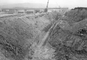 Bau der Staustufe Deizisau/Neckar