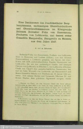Eine Denkmünze des Joachimsthaler Berghauptmanns, ... Bohuslav Felix von Hassenstein, ...