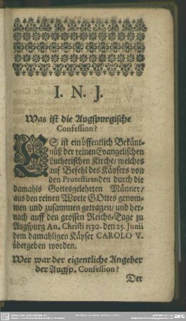 [Erster Theil, Der Augspurgischen Confession]