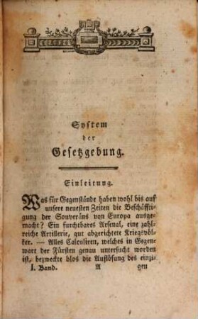 System der Gesetzgebung, 1
