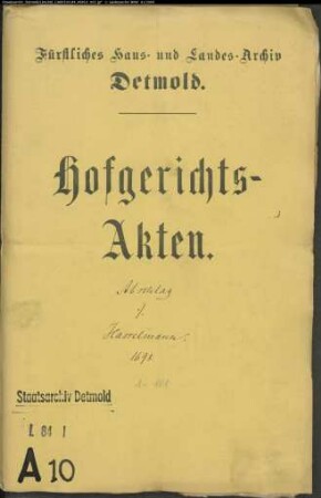Abschlag, Johann Konrads Witwe, Anna Flörke zu Lemgo gegen Hasselmann bei Lage - Schuldforderung