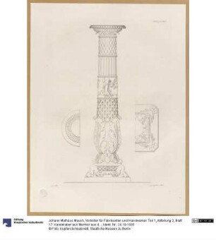 Vorbilder für Fabrikanten und Handwerker. Teil 1, Abteilung 2, Blatt 17: Kandelaber aus Marmor aus der Gegend um Neapel