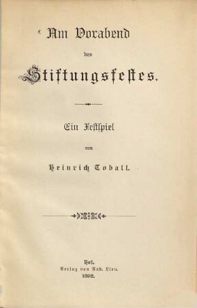 Am Vorabend des Stiftungsfestes