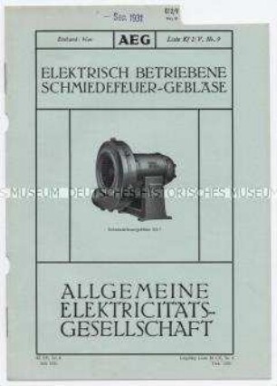 Elektrisch betriebene Schmiedefeuer-Gebläse (O) (Liste Kf 2/V, Nr. 9)