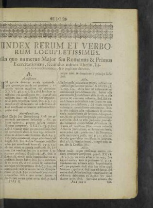 Index rerum et verborum locupletissimus.