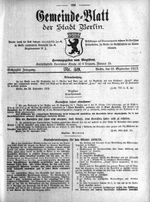 1919,39: Nr. 39, 28. September 1919