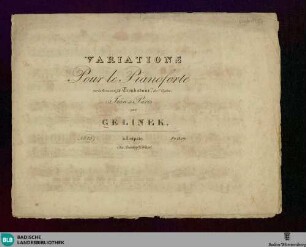 Variations pour le Piano-Forté sur la Romance: Le Troubadour de l'Opera: Jean de Paris : No. 75