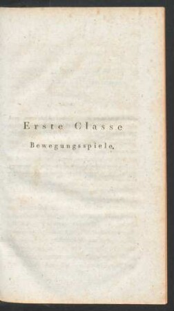Erste Classe. Bewegungsspiele.