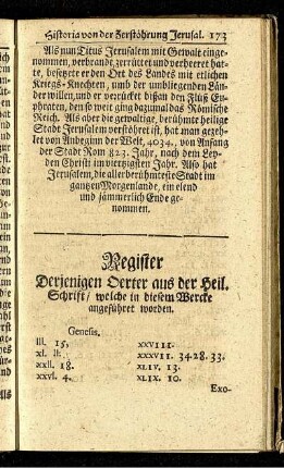 Register Derjenigen Oerter aus der Heil. Schrift/ welche in diesem Wercke angeführet worden.