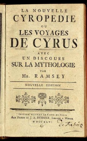 La Nouvelle Cyropedie Ou Les Voyages De Cyrus