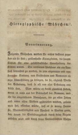 [VIII.] Hieroglyphische Mährchen