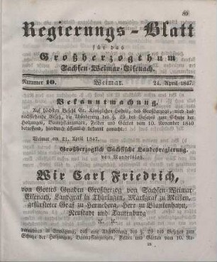 Nr. 10 : 24. April 1847