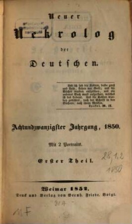 Neuer Nekrolog der Deutschen. 28. 1850 (1852)