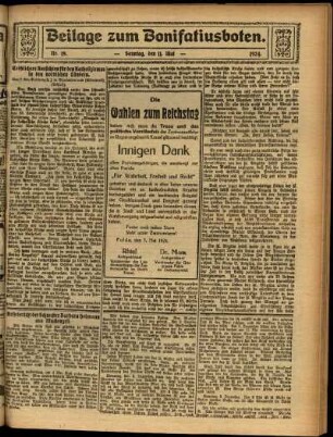 Zweite Ausgabe vom Sonntag, den 11. Mai 1924.