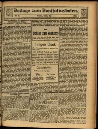 Zweite Ausgabe vom Sonntag, den 11. Mai 1924.