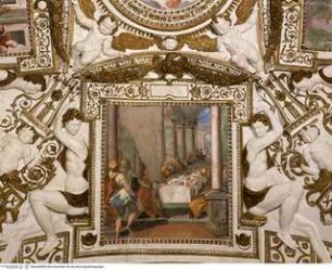 Deckendekoration mit Szenen aus dem Leben Christi und Evangelistenmedaillons, Die Hochzeit zu Kanaa